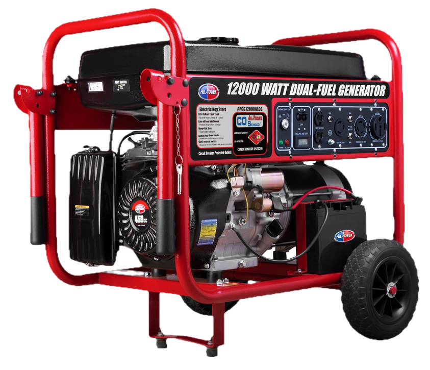 All Power America APGG12000 - 12,000-Watt Dual Fuel Generator Gasoline Propane JD Engine Electric Start Portable