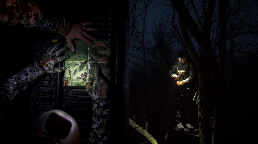 Land Specialist Ben Harshyne gears up to chase his target buck. Read more at https://www.sitkagear.com/experience/student-of-the-wind.