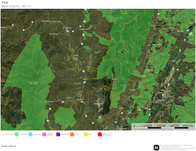 Rand Co WV 410 Land Fund WV map 5 national forest land