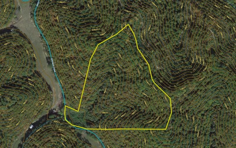 018 Breathitt 24 Land ID map with contour lines and water features