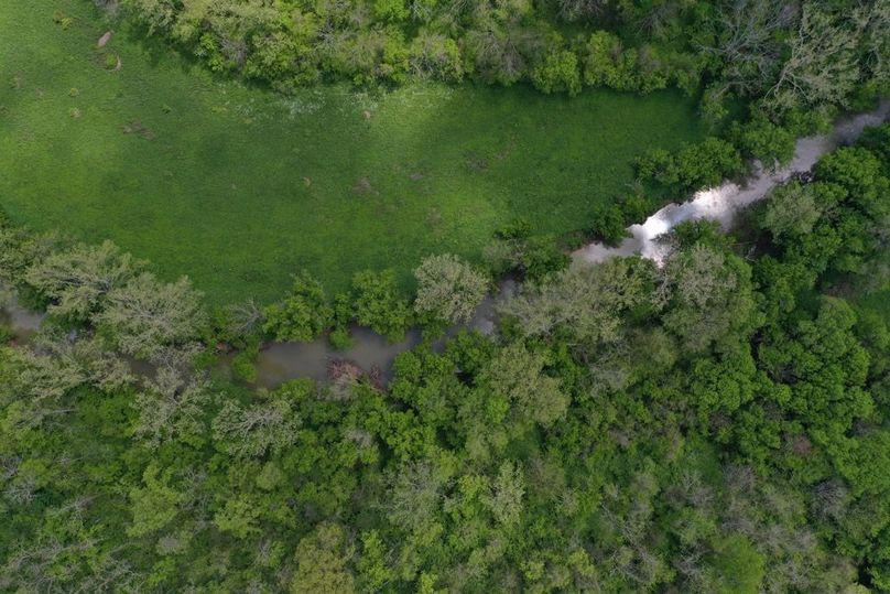 024 aerial drone shot looking straight down on Hinkston Creek