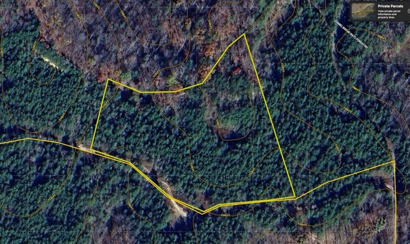 007 Owsley 6.22 Land ID map zoomed in with contour lines and water features