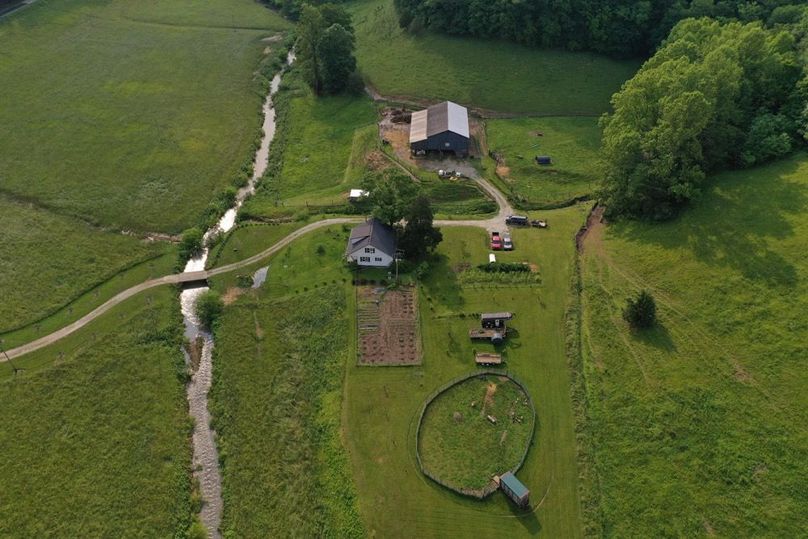 085 aerial drone shot from the west boundary looking over the farm