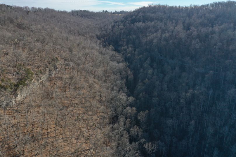 012 low elevation drone shot looking up the shorter of the two valleys