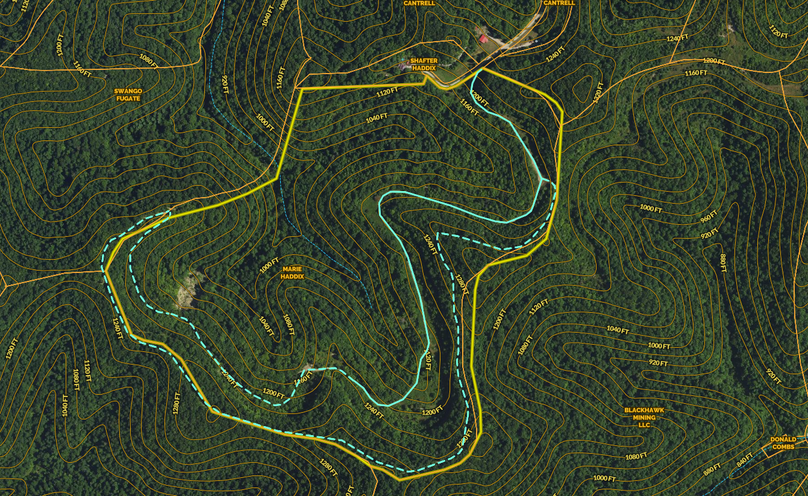 027 Breathitt 122 Land ID zoomed in showing internal roads and trails