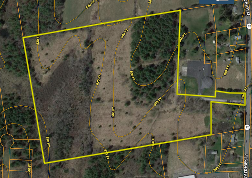 Greene County 37.1+_- acres Contour map