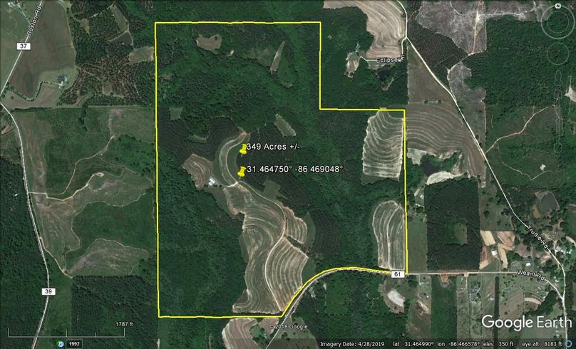 Aerial 1 approx. 349 acres covington county, al