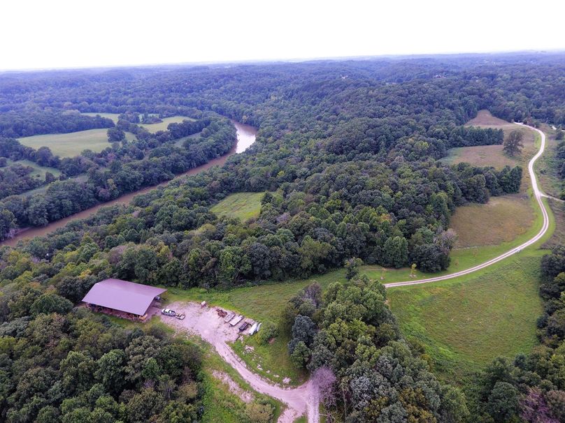 020 drone shot to the northwest from the center of the property showing the huge shed-2