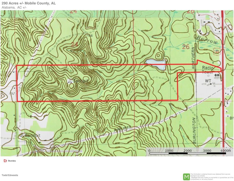 Topo map 290 with contours