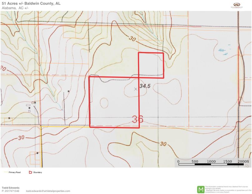 Topo map approx. 51 acres baldwin county, al