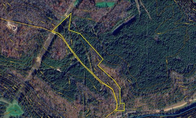 011 Owsley 10.42 Land ID map zoomed in with water features and contour lines