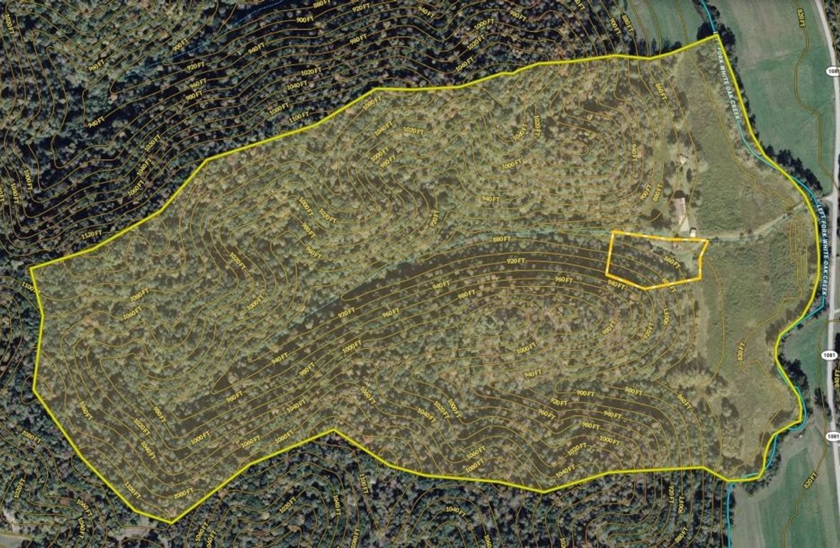 028 Morgan 113 Brown Land ID map zoomed in with water features and contour lines
