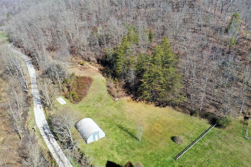 022 overhead drone shot looking down on the southwest corner of the property