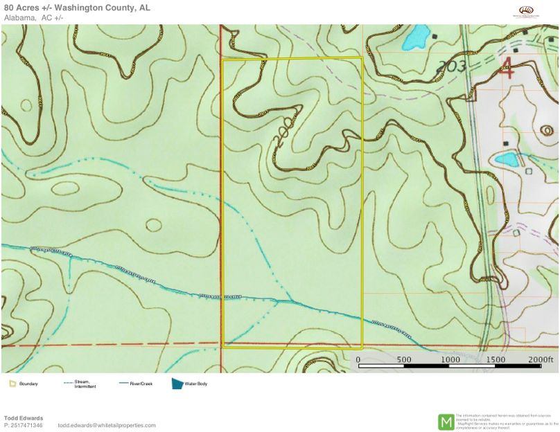 Topo map overview - approx. 80 acres washington, al
