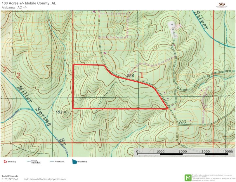 Topo map overview - approx. 100 acres mobile county, al