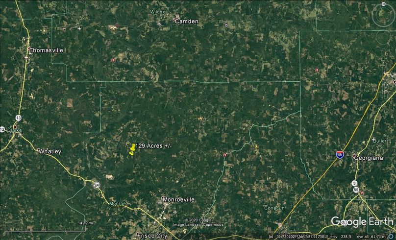 Aerial 8 approx. 129 acres monroe county, al
