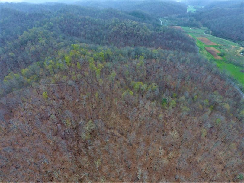 015 aerial drone shot looking east along the west ridge top towards the valley