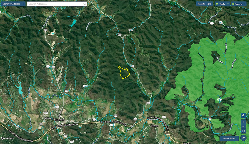 027 powell 117 mapright aerial zoomed out with water features and national forest