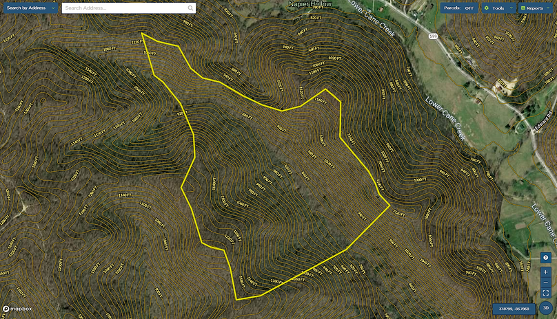 025 powell 117 mapright aerial zoomed in with topo lines