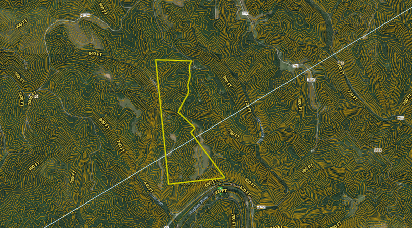 Aerial topo - cox tract - 119 acres - wood county wv