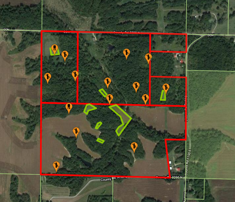 Food plot and deer stand locations