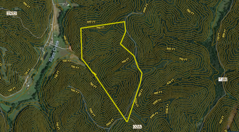 Aerial topo - vincent - wirt county - 125 acres 