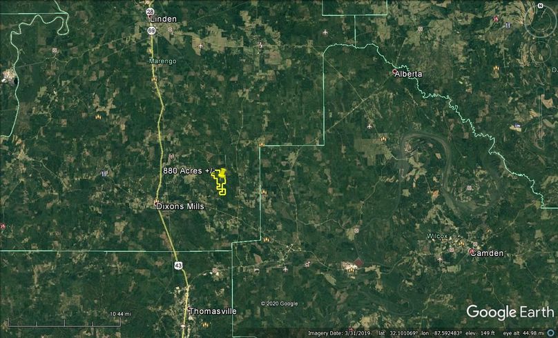 Aerial 9 approx. 880 acres marengo county, al