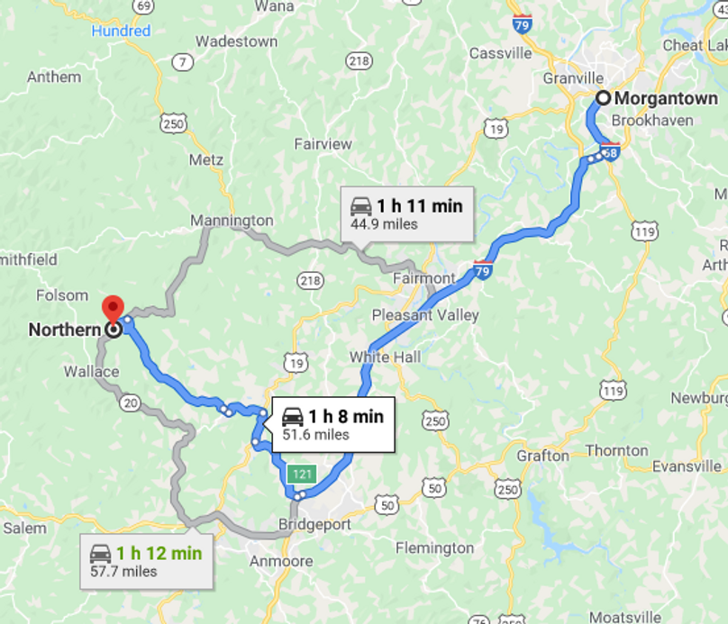 Morgantown directions