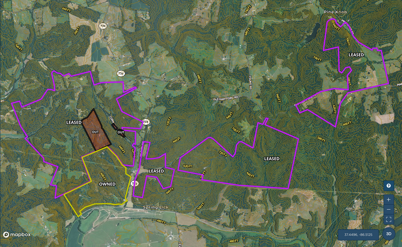 Aerial with topo leased land