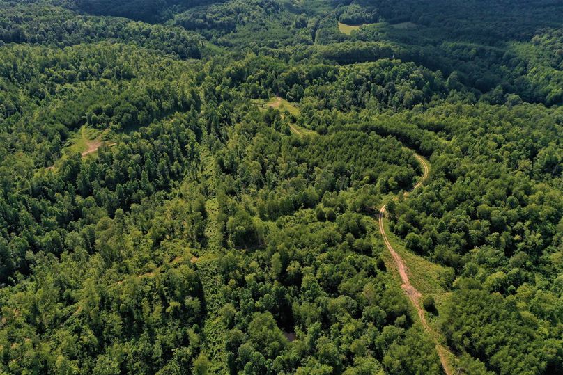 013 aerial drone view looking west through the property showing the nice gravel road