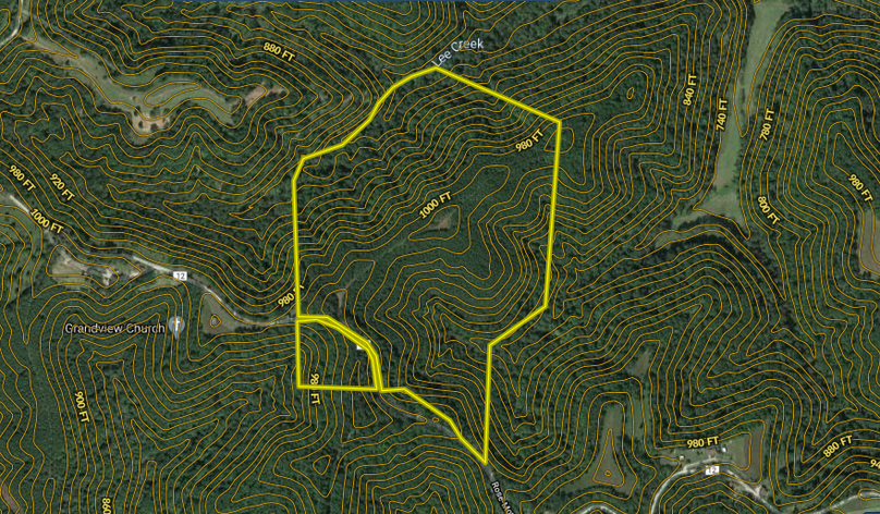 Martin tract - wirt county - 89 acres - aerial topo up