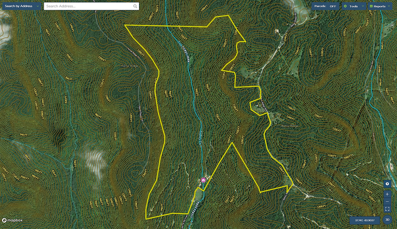 027 estill 210 mapright aerial with contour lines and water features