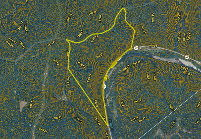 Tcp bright - tract 1 - 152 acres - kanawha county wv - aerial topo