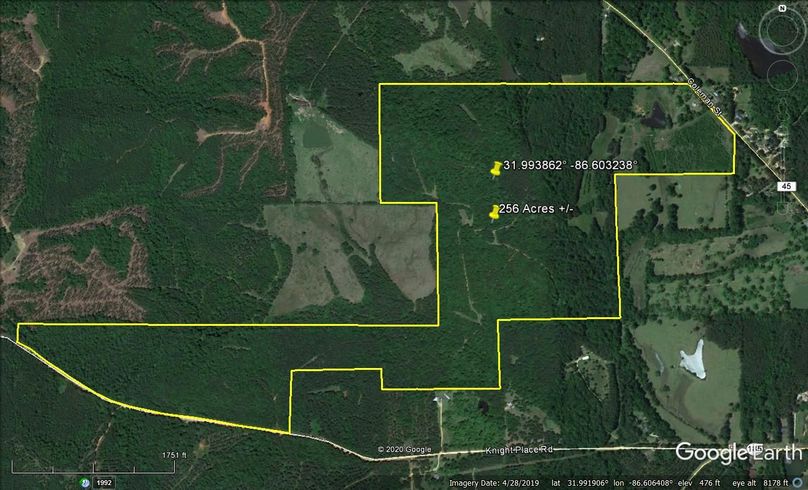 Aerial 1 approx. 256 acres lowndes county, al