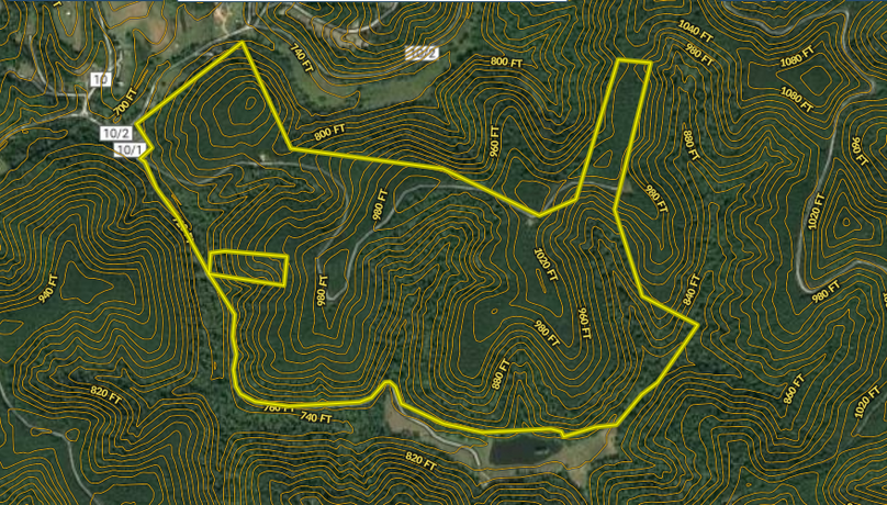 Greencastle 14 - 235 acres - wirt county wv - topo aerial