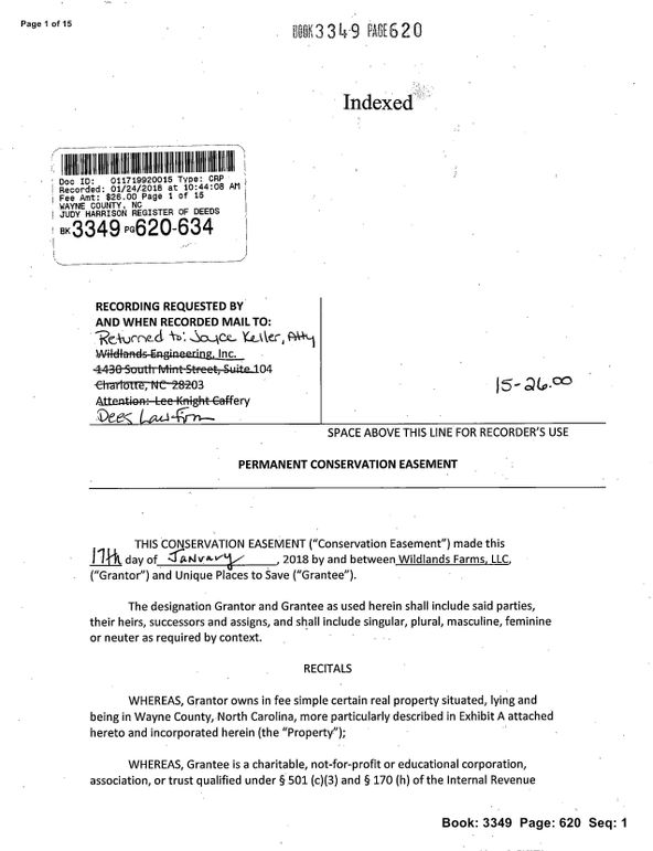 Recorded conservation easement page 01