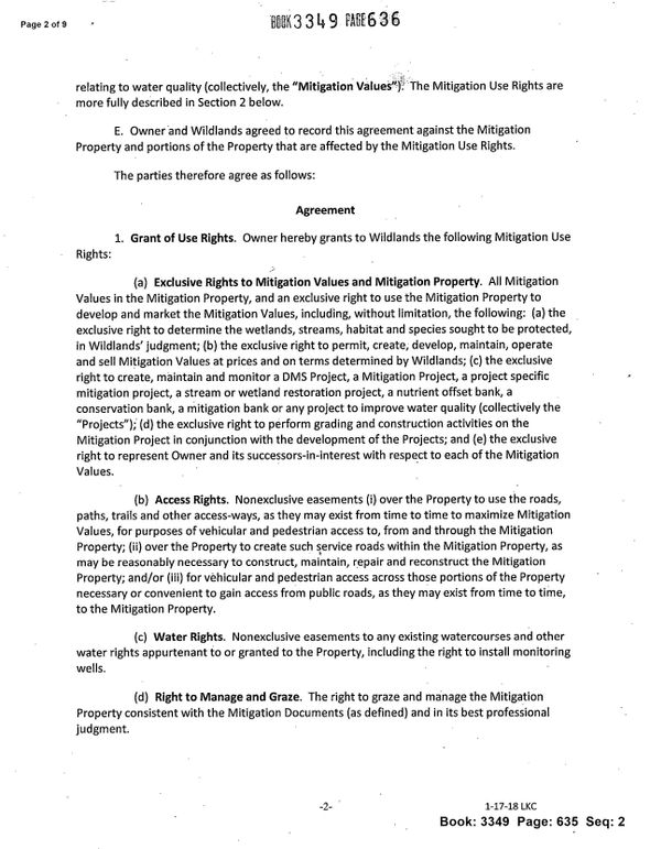 Recorded land use easement page 2