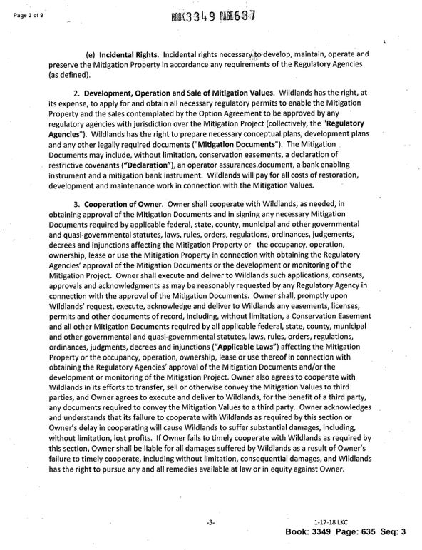Recorded land use easement page 3