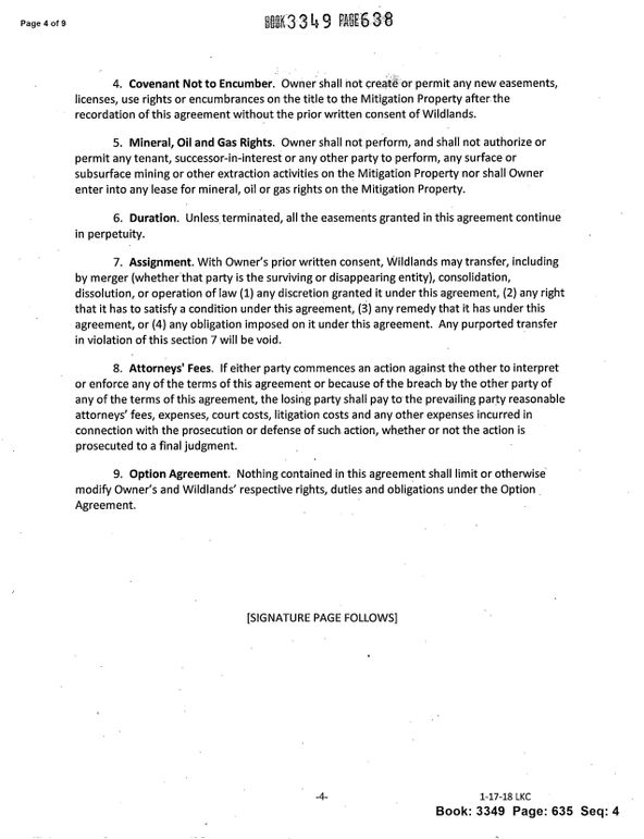 Recorded land use easement page 4