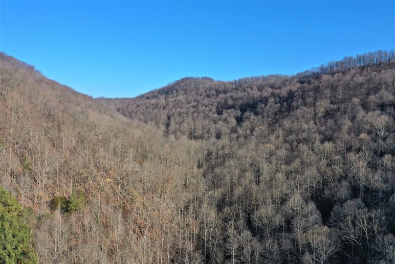 018 aerial drone shot from the middle of the property looking up the valley to the east