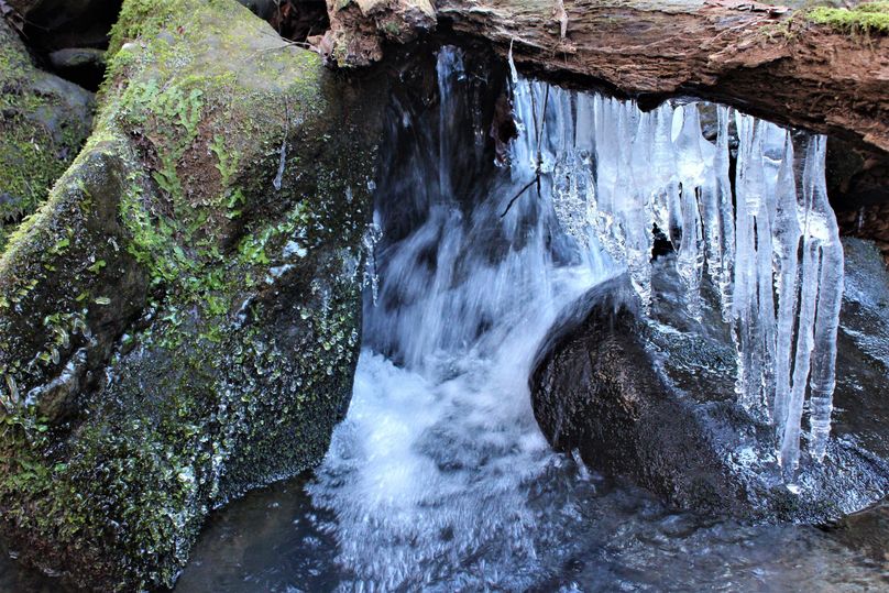 006 just a super cool mother nature creation in the winter woods in splashing stream