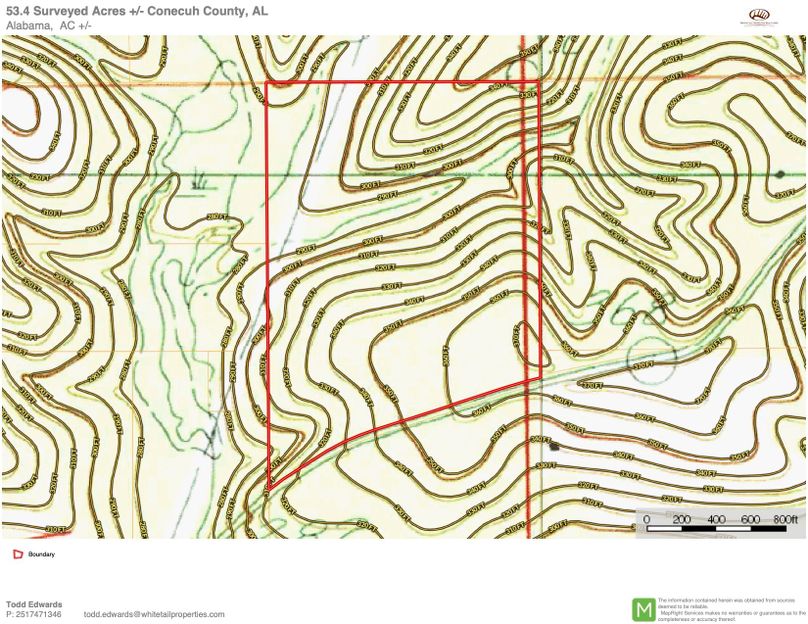 Topo overview map for approx. 53.4 acres conecuh, al
