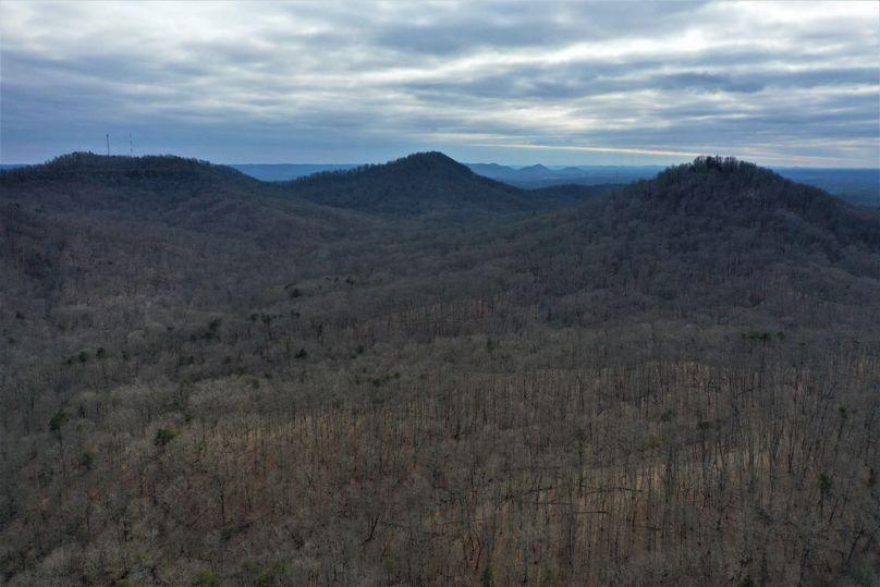 002 aerial drone shot from the north edge of the property looking south to grape knob and pilot knob