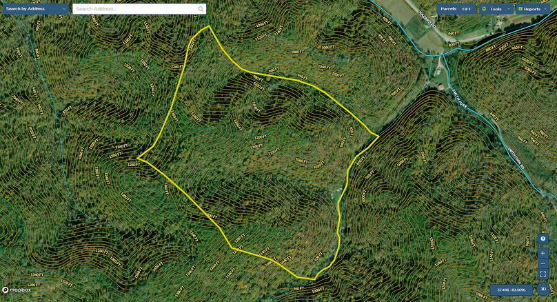 023 owsley 101 mapright aerial zoomed in with contour lines and water features
