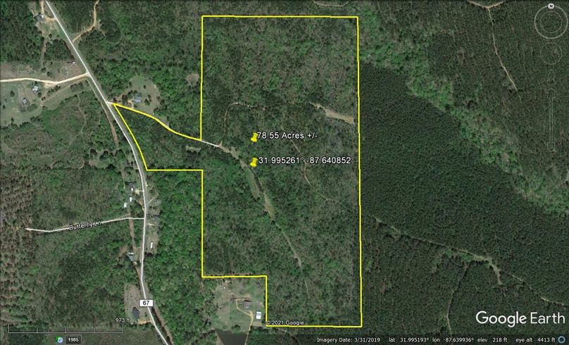 Aerial 1 approx. 78.55 acres wilcox county, al