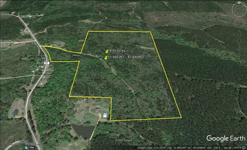Aerial 2 approx. 78.55 acres wilcox county, al