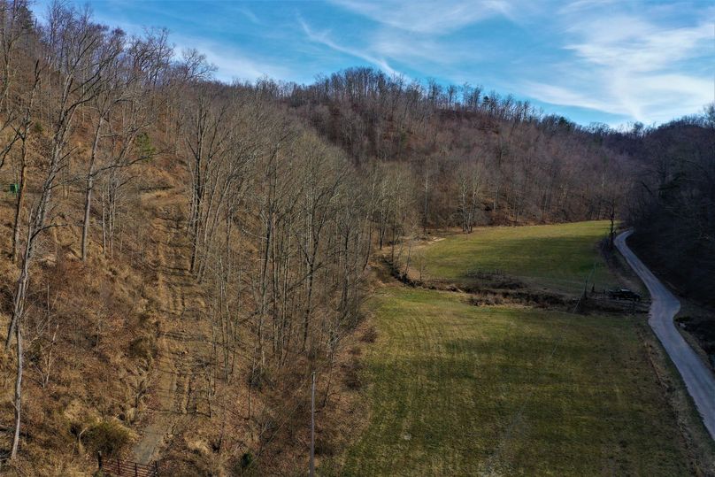 002 elevated view looking south through the valley over the beautiful creek and fields