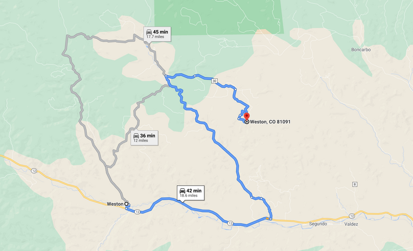 Las animas 120 directions to weston