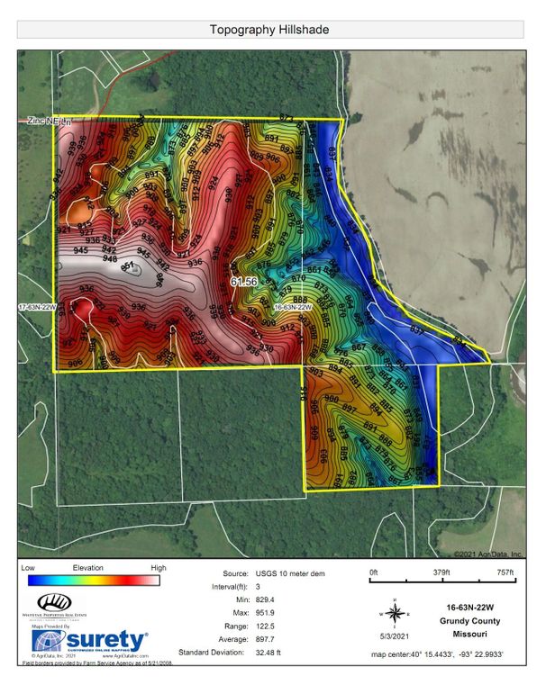 Topography map, hillshade