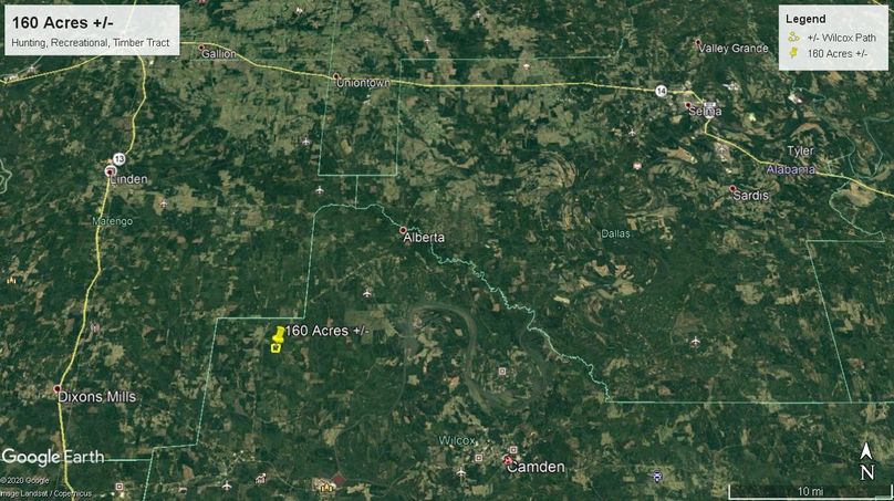 Aerial 9 approx. 160 acres wilcox county, al